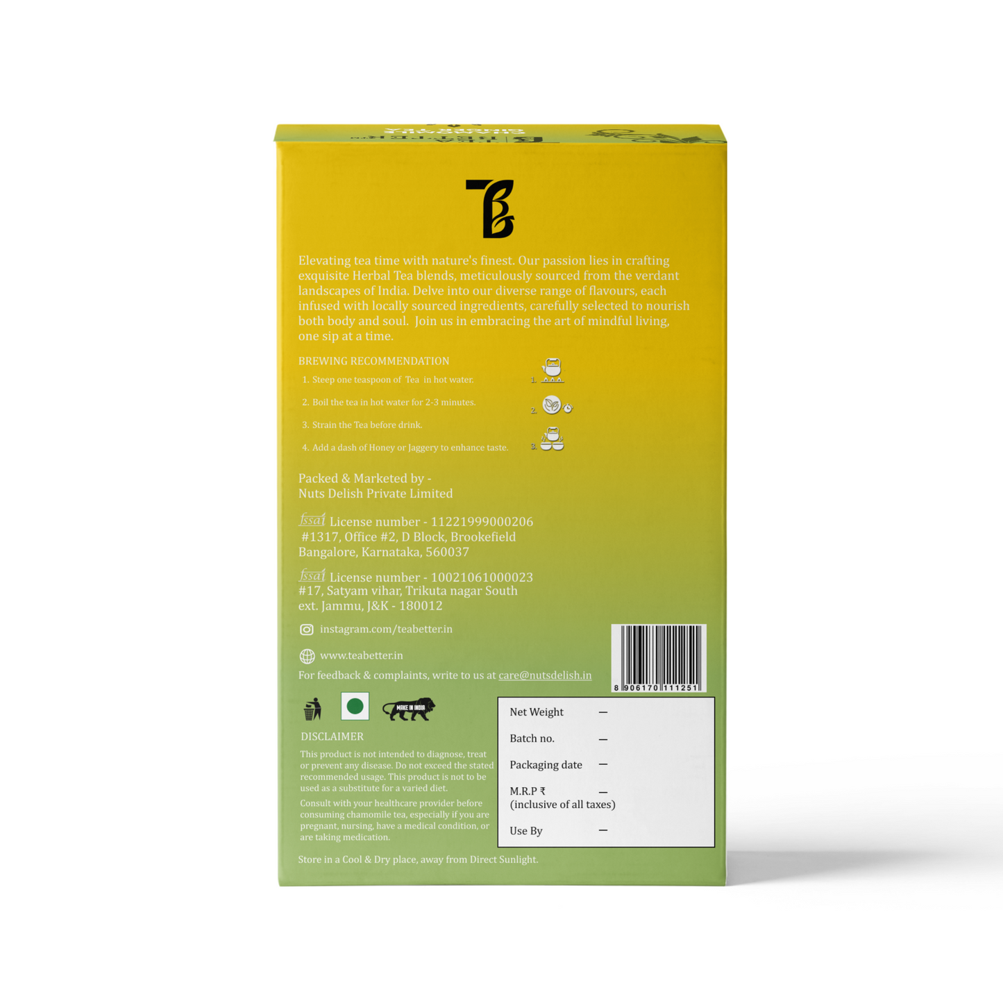 Ginger Chamomile Green Tea 100g