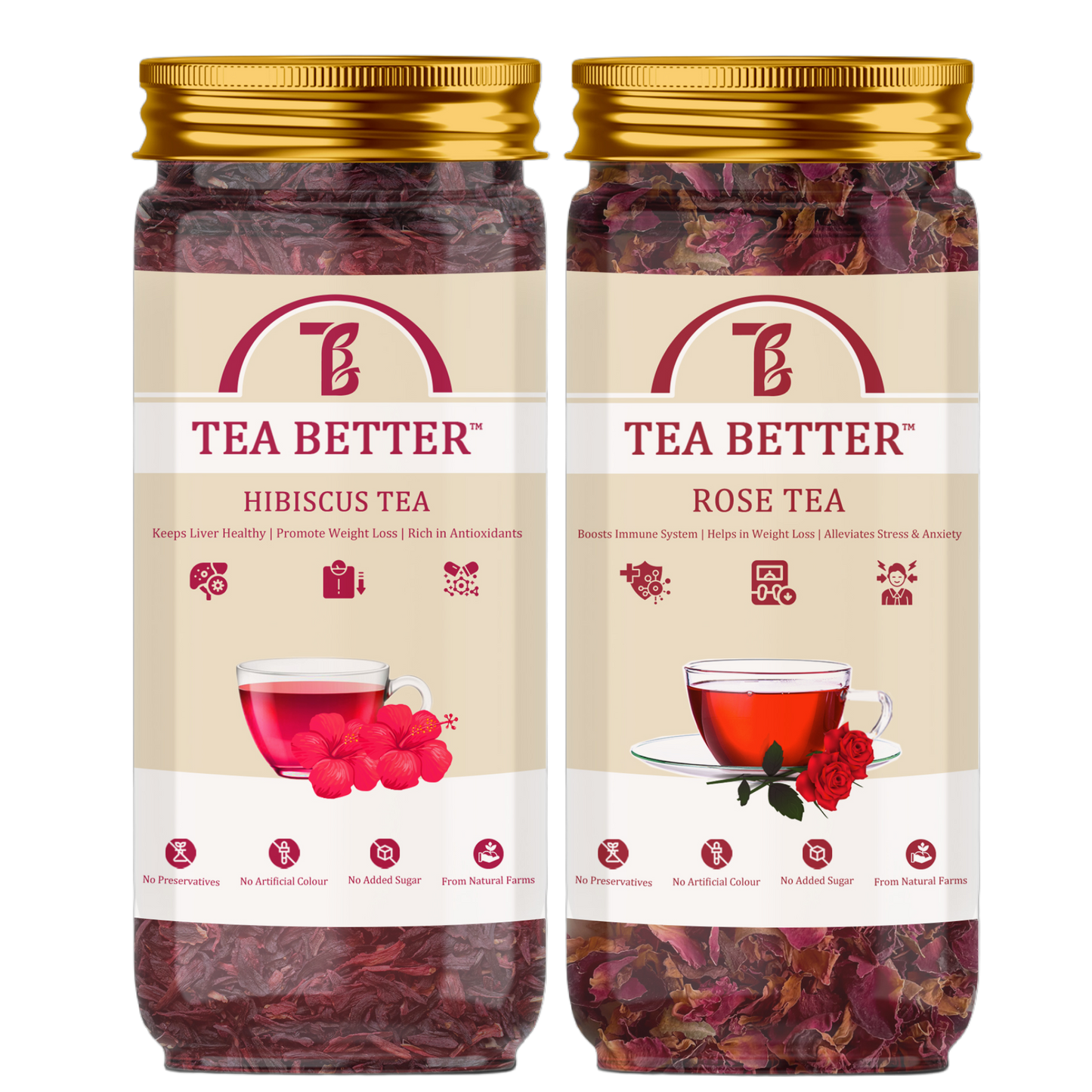 Rose Flower and Hibiscus Flower Tea combo
