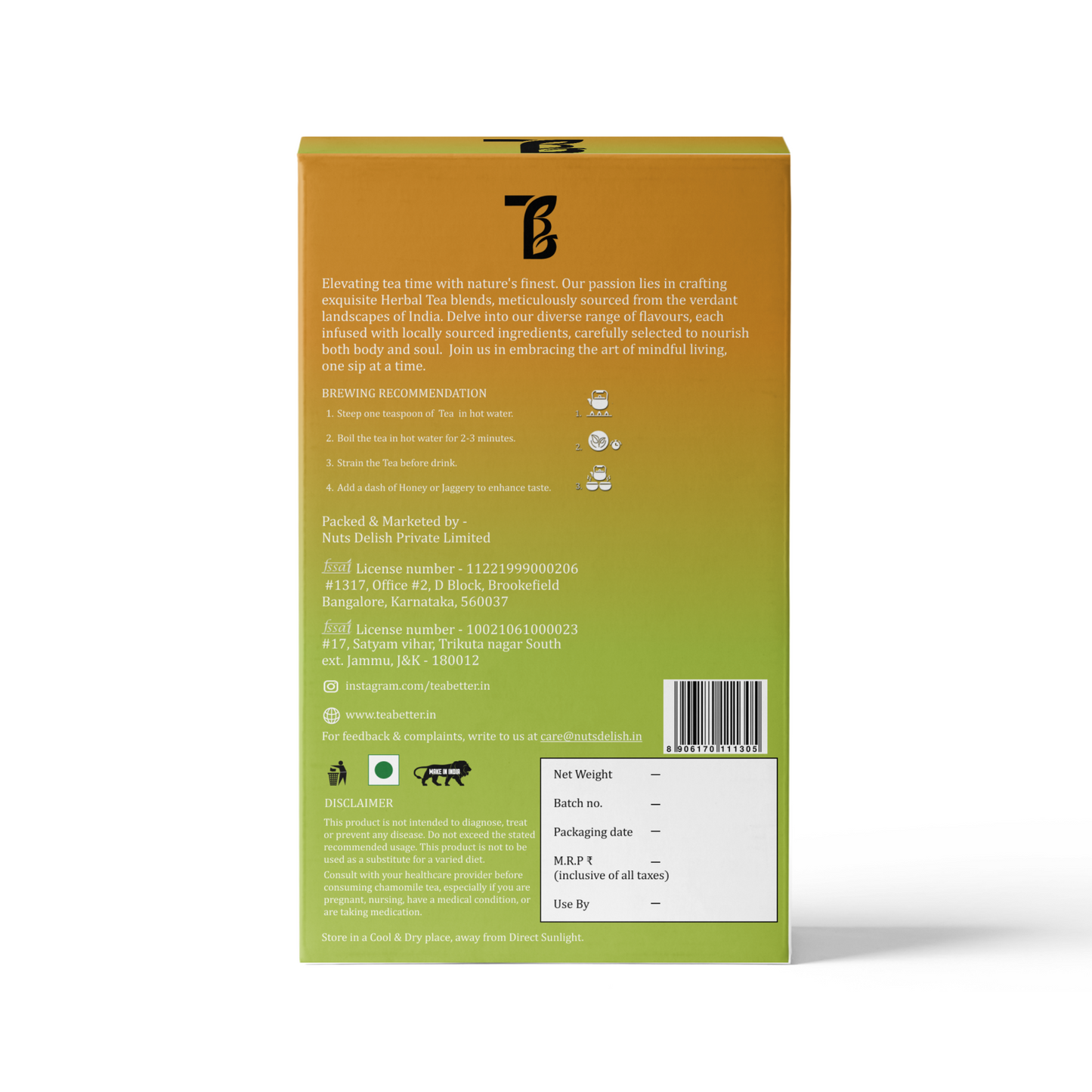 Green tea with chamomile Flavour